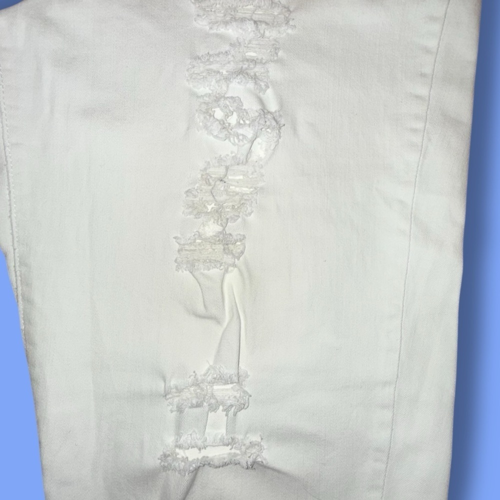 LANE BRYANT Girlfriend Distressed Cropped Jeans - White Plus 18 - Picture 9 of 10